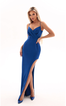 Платье в пол с высоким разрезом Ланс синий, Размер: 40 XS