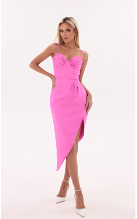 Платье с асимметричной юбкой Клавье розовый, Размер: 42 S