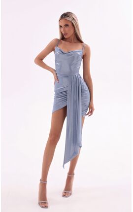Платье мини на тонких бретелях Мейс голубой перламутр, Размер: 48 XL