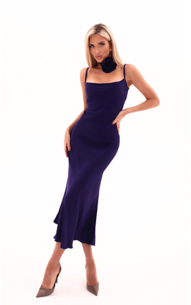 Платье миди на бретелях с чокером фиолетовый, Размер: 44 M