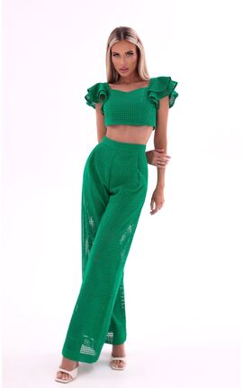 Костюм-двойка с брюками шитье Венель зеленый, Размер: 46 L