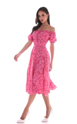 Платье миди Этель с корсетным поясом фуксия, Размер: 42 S