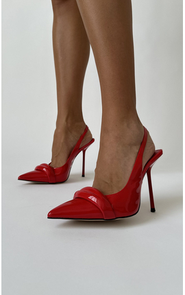 Туфли лаковые с декором красный, Размер: 36
