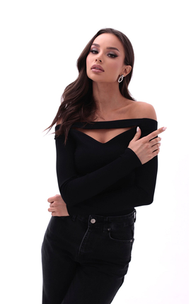 Блуза-боди Джелато с вырезом черный, Размер: 48 XL