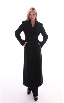 Пальто макси приталенное черный, Размер: 40 XS