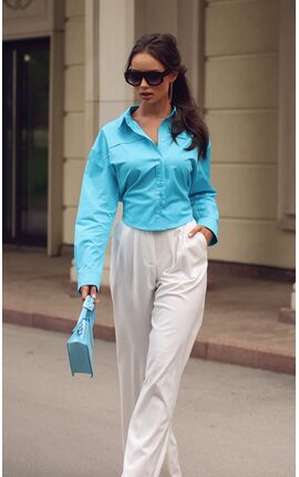 Блуза укороченная Кайберс бирюзовый, Размер: 46 L