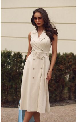Платье миди в ретро стиле Герти кремовый, Размер: 48 XL