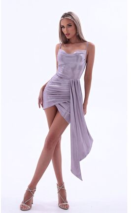 Платье мини на тонких бретелях Мейс лиловый перламутр, Размер: 48 XL