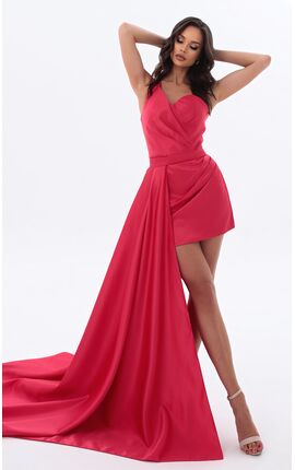 Платье мини со съемным шлейфом красный, Размер: 46 L