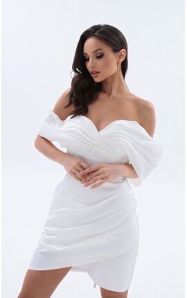 Платье мини с органзой Луан молочный, Размер: 44 M