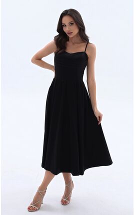 Платье миди с драпировкой Тенерефе черный, Размер: 42 S