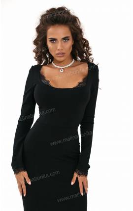 Платье-футляр с кружевом Розалия черный, Размер: 40 XS