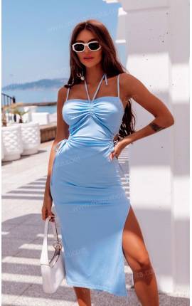 Платье миди Дамла со сборкой голубой, Размер: 44 M
