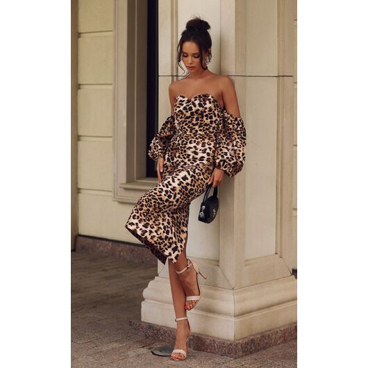 Платье-футляр со съемными рукавами леопард микс, Размер: 40 XS