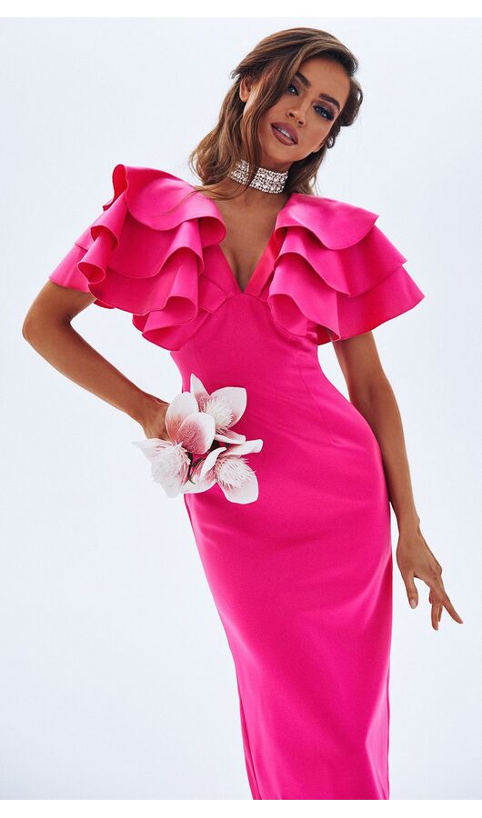 Платье-футляр с воланами Боливия розовый , Размер: 40 XS