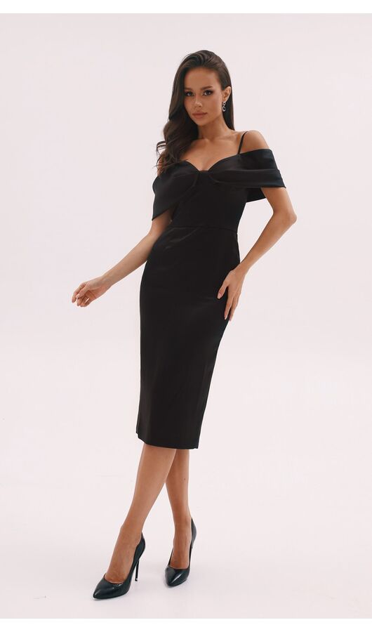 Платье-футляр с декоративным бантом черный , Размер: 40 XS
