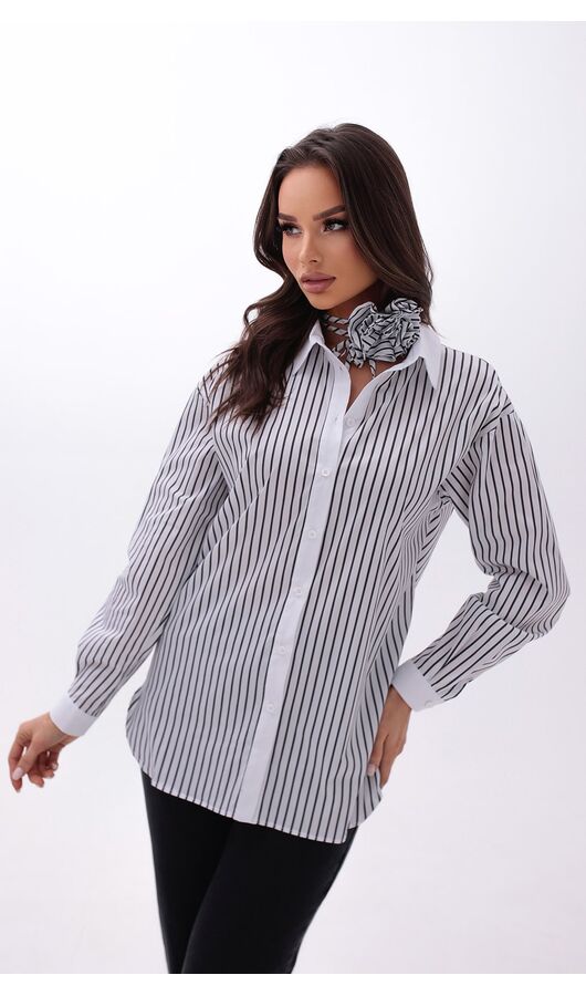 Комплект блуза в полоску с чокером черно-белый, Размер: 40 XS